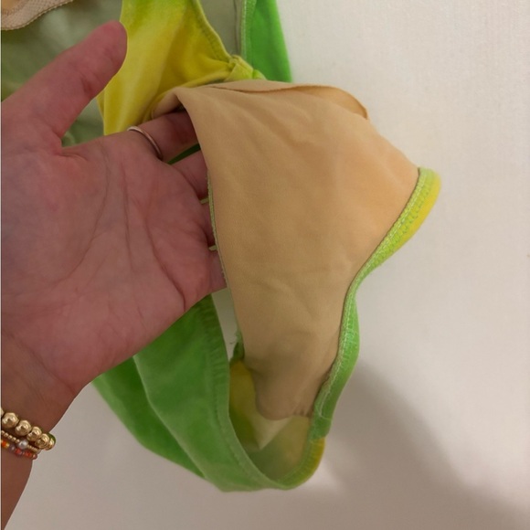 Vintage 90s Bikini One Piece Swimsuit Citrus Swim Neon Green Yellow Medium - Picture 3 of 6